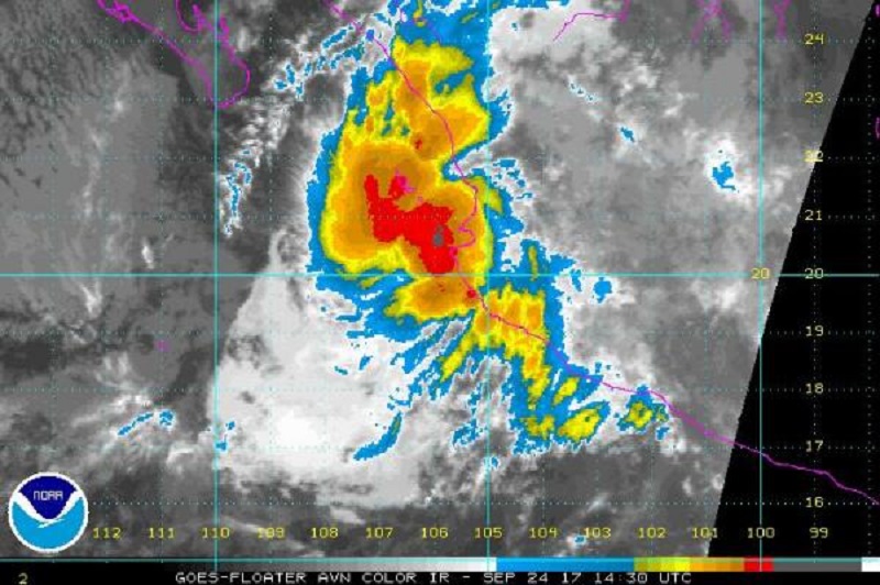 Tropical Storm Conditions expected by Pilar in the Southwestern Mexico