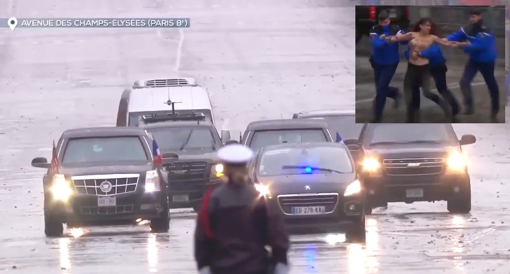 TOPLESS FRENCH FEMALE PROTESTERS