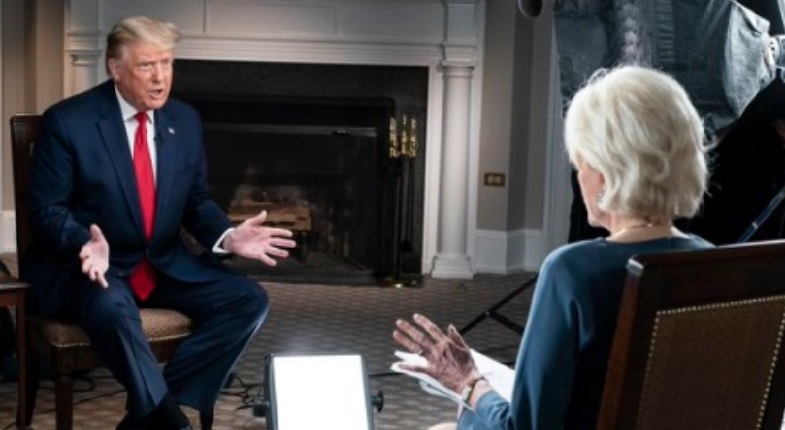 President Trump has posted photos of 60 Minute Interview with Lesley Stahl