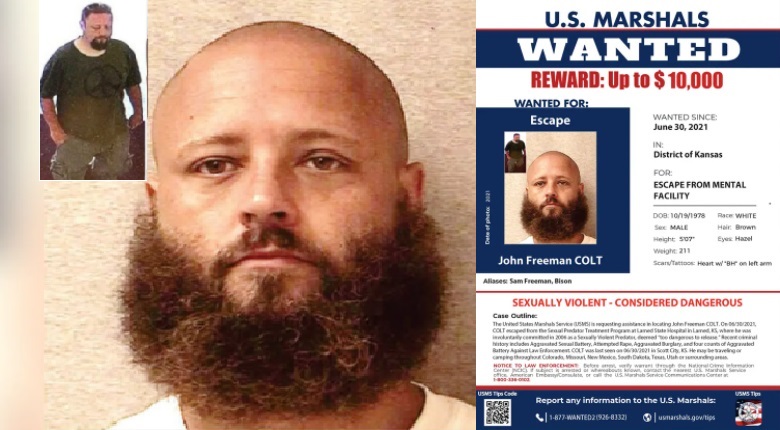 US Marshals issued warning about ‘Sexually Violent’ John Freeman Colt